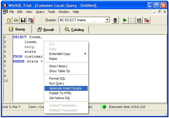 Insert Wizard - sql query export