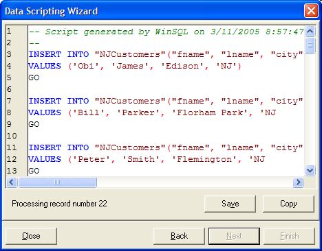 Insert Wizard Finish