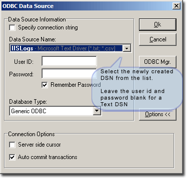 Define Text ODBC