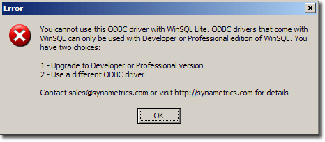 ODBC Warning